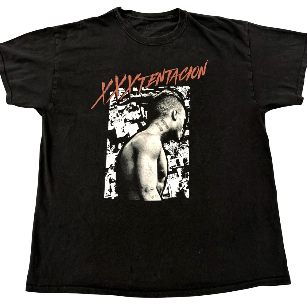 XXXTentacion T-Shirt Mens XL Black Short Sleeve Rap Tee Hip Hop Music Portrait